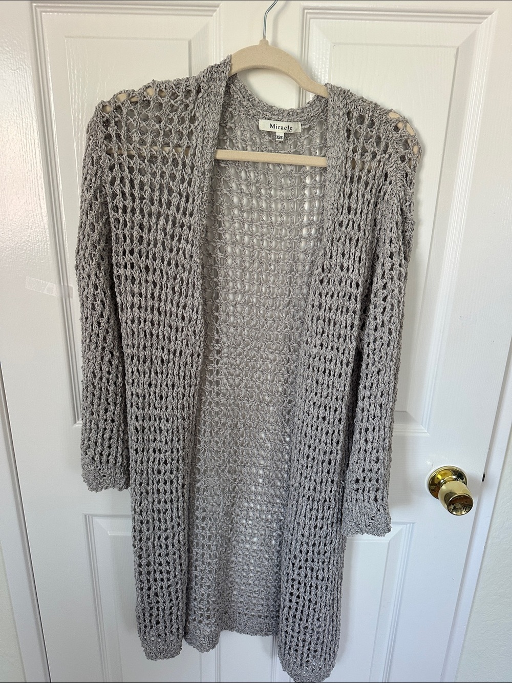 Miracle Open-Weave Long Cardigan - Light Gray